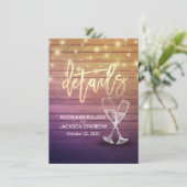 Informationen zur Hochzeit Champagne Glasses Wood Begleitkarte (Stehend Vorderseite)