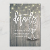 Informationen zur Hochzeit Champagne Glasses Wood Begleitkarte (Vorderseite)