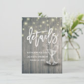 Informationen zur Hochzeit Champagne Glasses Wood Begleitkarte (Stehend Vorderseite)