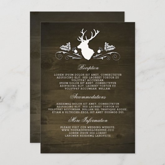 Informationen zur Hochzeit von Hirschholz Begleitkarte (Vorne/Hinten)