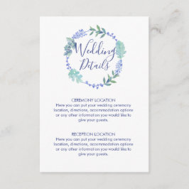 Informationen zur Hochzeit von lila Frühjahrsflore Begleitkarte