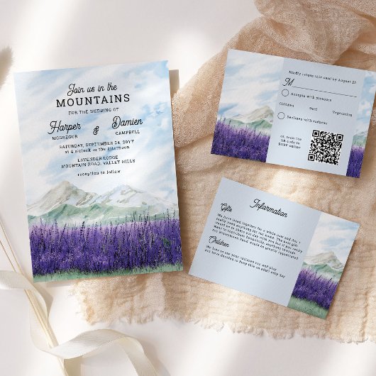 Informationen zur Hochzeit von Mountain Lavendel Begleitkarte