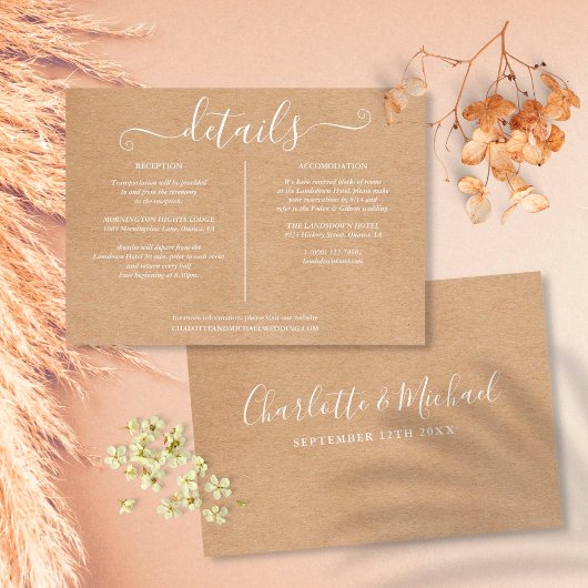 Informationen zur Hochzeit von Rustic Kraft Einladung