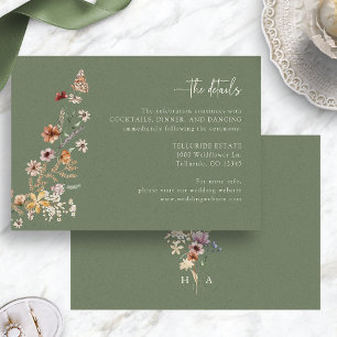 Informationen zur Hochzeit von Sage Green Boho Begleitkarte