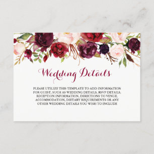 Informationen zur Hochzeitsempfehlung mit floralem Begleitkarte