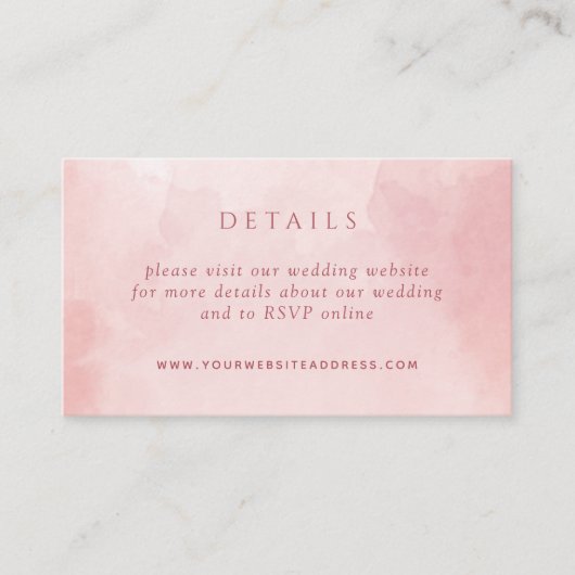 Informationen zur Hochzeitsfeier in Chic Blush Pin Begleitkarte (Vorderseite)