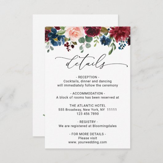 Informationen zur Hochzeitsstimmung in der Eukalyp Begleitkarte (Vorne/Hinten)