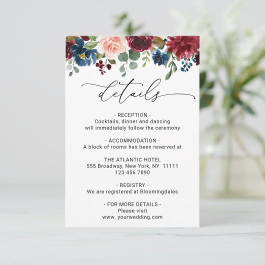 Informationen zur Hochzeitsstimmung in der Eukalyp Begleitkarte (Stehend Vorderseite)