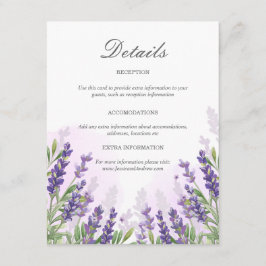 Informationen zur Lavender Wedding Guest Informati Begleitkarte