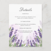 Informationen zur Lavender Wedding Guest Informati Begleitkarte (Vorderseite)