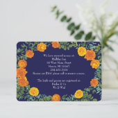 Informationen zur Orange & Navy Blue Peony Rose Einladung (Stehend Vorderseite)