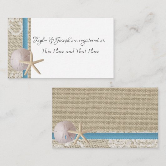 Informationen zur Registriernummer "Starfish" und  Visitenkarte (Vorne/Hinten)