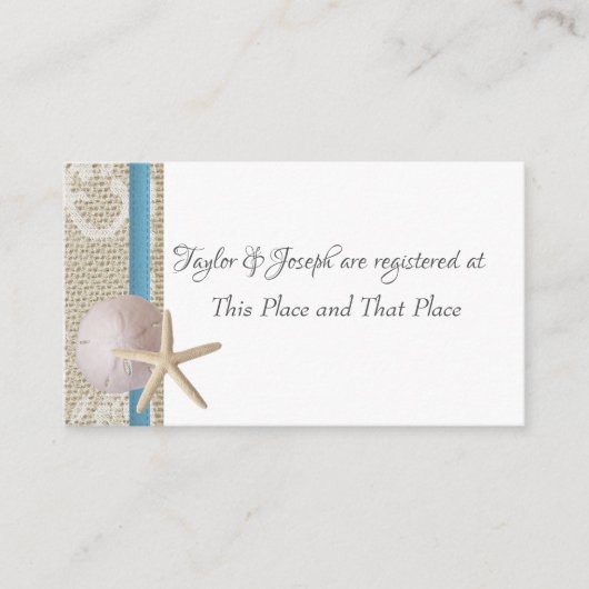 Informationen zur Registriernummer "Starfish" und  Visitenkarte (Vorderseite)