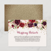 Informationen zur Rezeption bei Burgundy Confetti Begleitkarte (Vorne/Hinten)
