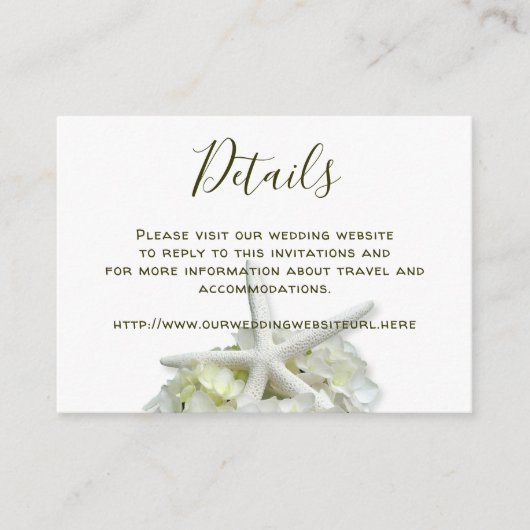 Informationen zur White Wedding im Seaside Garden Begleitkarte (Vorderseite)