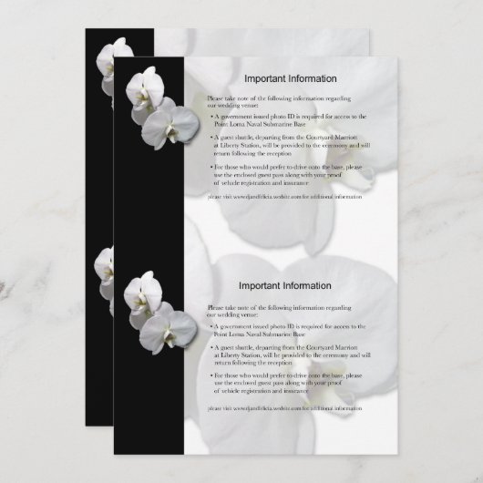 Informationsblatt 3 für Orchideen Einladung (Vorne/Hinten)