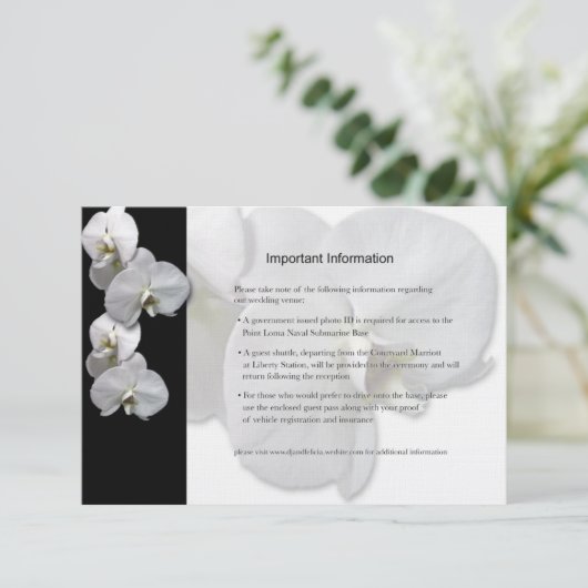 Informationsblatt für Orchideen Begleitkarte (Stehend Vorderseite)