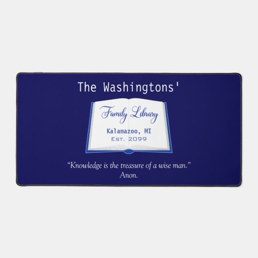 Informationsbüro für Familienbibliothek Mat Book Z Schreibtischunterlage (Vorderseite)