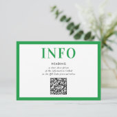 INFORMATIONSEINSATZ moderne Kelly-Grün-QR-Code Einladung (Stehend Vorderseite)