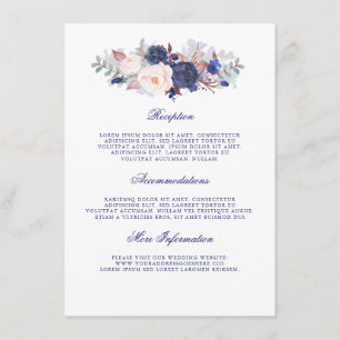Informationsgast für Hochzeiten von Navy Floral Begleitkarte