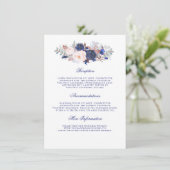 Informationsgast für Hochzeiten von Navy Floral Begleitkarte (Stehend Vorderseite)
