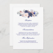 Informationsgast für Hochzeiten von Navy Floral Begleitkarte (Vorne/Hinten)