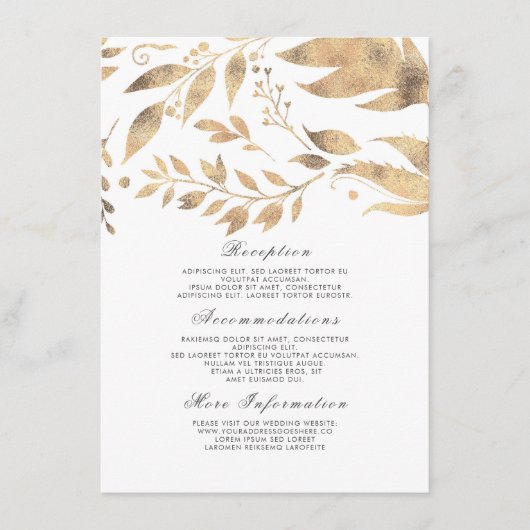 Informationsgast zu White and Gold und Hochzeiten Begleitkarte (Vorderseite)
