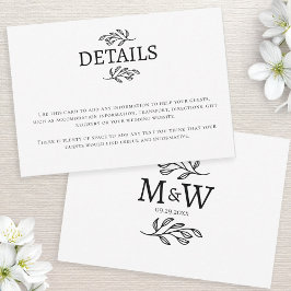 Informationskarte für das Hochzeitscouple-Monogram RSVP Karte