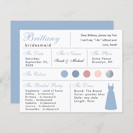 Informationskarte für das Pulver Blue Silver Bride (Vorne/Hinten)