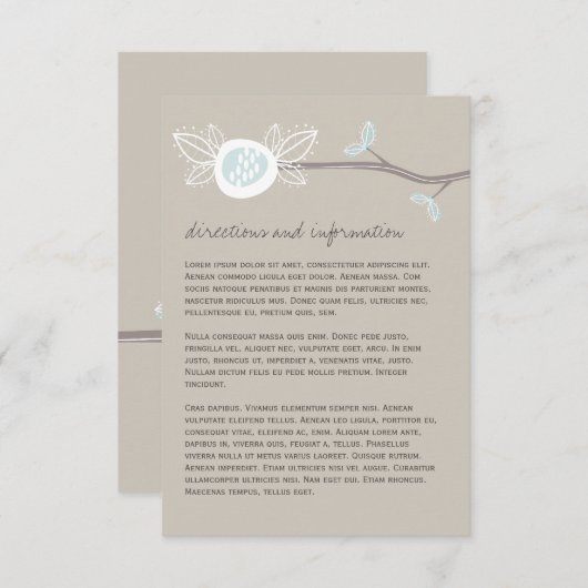 Informationskarte für die Whimsical Wedding Tree B Begleitkarte (Vorne/Hinten)