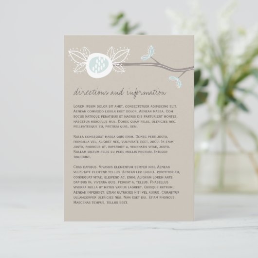 Informationskarte für die Whimsical Wedding Tree B Begleitkarte (Stehend Vorderseite)