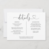 Informationskarte für elegante Heart Script-Detail Einladung (Vorderseite)