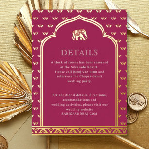 Informationskarte für Elephant & Lotus Wedding Folien Feiertagspostkarte