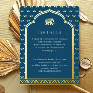 Informationskarte für Elephant & Lotus Wedding Folien Feiertagspostkarte