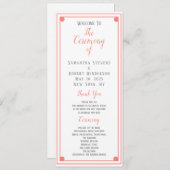 Informationskarte für Korallenrahmen zur Hochzeits Einladung (Vorne/Hinten)