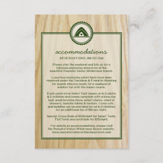 Informationskarte für Woody Wedding & Glamping Begleitkarte
