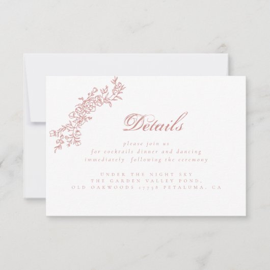 Informationskarte mit den Informationen in Rosa, I Einladung (Vorderseite)