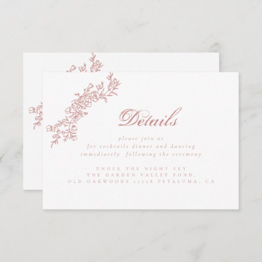 Informationskarte mit den Informationen in Rosa, I Einladung (Vorne/Hinten)