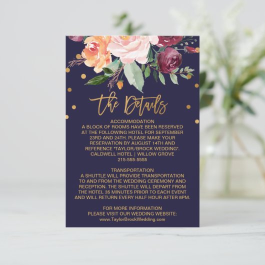 Informationskarte zum Hochzeitssehen im Herbst Begleitkarte (Stehend Vorderseite)