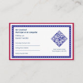 Informationsübermittlung für die zweisprachige Kam Visitenkarte (Rückseite)