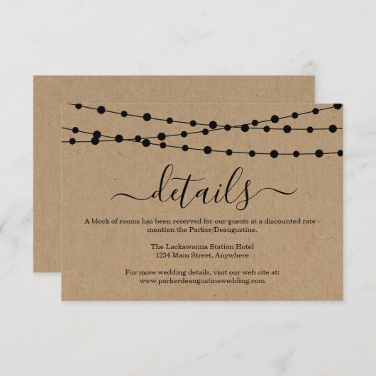 Informationsverbundkarte - Rustikale Kraft Begleitkarte (Vorne/Hinten)