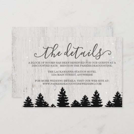 Informationsverschlusskarte | Rustikaler Winter Begleitkarte (Vorne/Hinten)