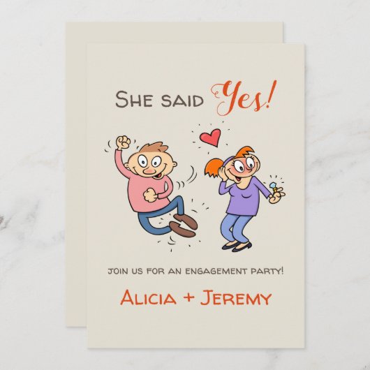 Informelle Funny sagte ja Verlobung Einladung (Vorne/Hinten)