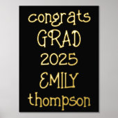Informelle Glückwunsch Grad Name 2025 Schwarz Foliendrucke (Vorderseite)