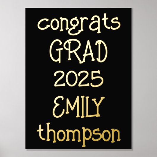 Informelle Glückwunsch Grad Name 2025 Schwarz Foliendrucke (Vorderseite)