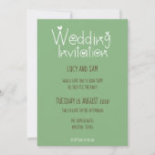 Informelle Hochzeit Moderne Typografie - Grün Einladung (Vorderseite)