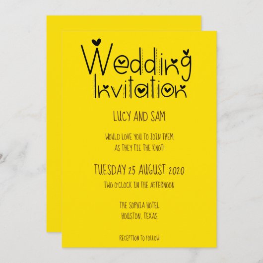 Informelle Hochzeit Moderne Typografie Sunshine ge Einladung (Vorne/Hinten)