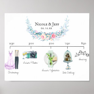 Informelle Hochzeitsablauf Begrüßungstafel Poster