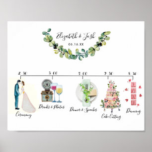 Informelle Hochzeitsplan Begrüßungstafel Poster
