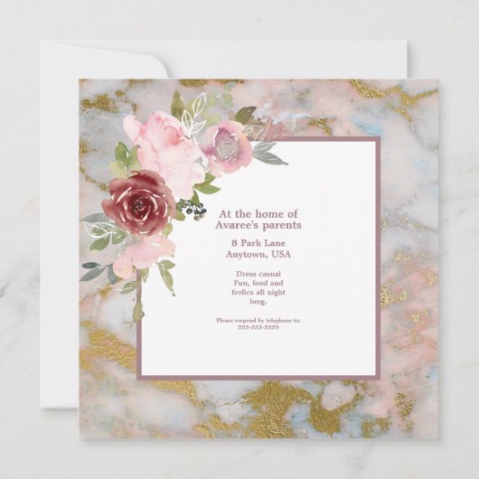 Informelle Hochzeitssaison - Blume zur Einladung (Rückseite)